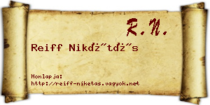 Reiff Nikétás névjegykártya